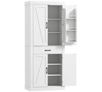 HOMCOM Despensa de Cocina estilo Country con 2 Armarios, 6 Estantes y Cajón, en Madera, 76x39.5x183.5 cm, Blanco Aosom España