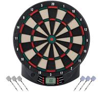 HOMCOM Diana Electrónica con Pantalla LCD para 8 Jugadores, 6 Dardos | Diana de Dardos de Pared, 30 Puntas, 26 Juegos y 185 Variaciones para Adultos, Fiestas y Familia