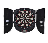 HOMCOM Diana Electrónica Digital hasta 8 Jugadores 44x4,4x50 cm Negro | Funciona con pilas, 6 Dardos, Marcador, Puertas Laterales, Pantalla LCD, 26 Juegos