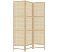 HOMCOM Divisor 3 paneles 135x180cm PP Ratán Natural | Divisor plegable, pantalla de privacidad, tabique para sala de estar