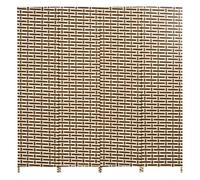 HOMCOM Biombo Separador de Ambientes de 4 Paneles Plegables de Madera de Pino y Fibra de Papel 180x180cm Marrón y Blanco Aosom España