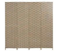 Homcom divisor de habitación de 4 paneles biombo plegable 180x180 cm separador de ambientes decoración elegante para dormitorio salón cocina marrón blanco
