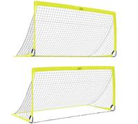 HOMCOM Dos Redes de portería de fútbol, Equipo de Entrenamiento Plegable para Deportes al Aire Libre, para Adultos, Adolescentes, con Bolsa de Transporte, Amarillo