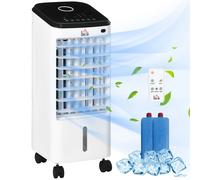 HOMCOM Enfriador de Aire 3,5L 3 en 1 Climatizador Evaporativo Humidificador Ventilador 65W Pantalla LED 24,5x27x60 cm Blanco Aosom España