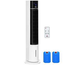 HOMCOM Enfriador de Aire Bajo Consumo 3 en1 Oscilante Humificador con 3L Control Remoto Pantalla LED 3 Velocidades 3 Modos y Temporizador 12h Climatizador Evaporativo Torre 33x26x105 cm Blanco