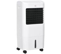 HOMCOM Enfriador de Aire Portátil 3 en 1 Tanque de Agua 15L Climatizador Evaporativo Oscilante con 3 Velocidades Control Remoto Temporizador 7,5h Pantalla LED Efecto 15-20 ㎡ 37x32x78 cm Blanco