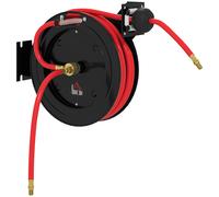 HOMCOM Enrollador de manguera de jardín para montaje en pared, retracción automática, 20 bar de presión de agua, manguera 15+1 m, metal Aosom España