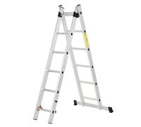 HOMCOM Escalera Aluminio con Estructura Triangular de Tijera Plegable Portátil 2 Formas de Uso Pie Antideslizante Altura 160-249cm Aosom España