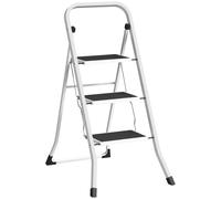 HOMCOM Escalera Plegable de 3 Peldaños 71x46,5x105,3 cm con Superficie Antideslizante Asa de Transporte y Carga Máxima 150 kg