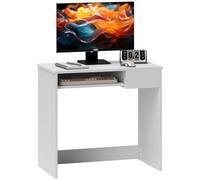 HOMCOM Escritorio Compacto para computadora de 80 cm con Bandeja para Teclado, Escritorio de Oficina en casa con cajón para Dormitorio, Estudio, Color Blanco