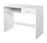 HOMCOM Escritorio Compacto para computadora, Mesa de Estudio con cajón y Compartimento de Almacenamiento, estación de Trabajo de Escritura, Color Blanco