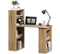 HOMCOM Escritorio Computadora, Escritorio con Almacenamiento, 6 Compartimentos Abiertos, Mesa de ordenador para dormitorio, estudio, 120 x 55 x 120 cm, Roble