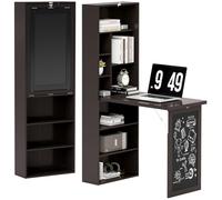 HOMCOM Escritorio Computadora Plegable, Escritorio con Biblioteca, Estación de Trabajo, Mesa Negro, 9 Compartimentos Abiertos y Estante Ajustable, Mesa de Ordenador para Dormitorio, 98 x 51 x 153 cm