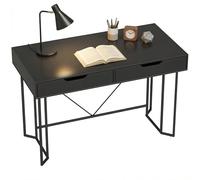 HOMCOM Escritorio con 2 cajones Marco metálico 120x60x77 cm Negro