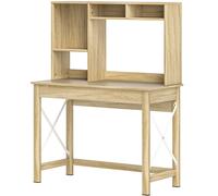 HOMCOM Escritorio con almacenamiento escritorio biblioteca de madera con estantes y gran tablero para espacios pequeños aspecto Roble Aosom España