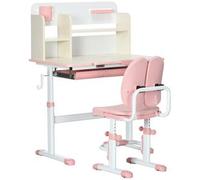 Homcom - Escritorio con estante y silla ajustable Rosa y Blanco