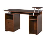 HOMCOM Escritorio con Estanterías Mesa de Ordenador con 2 Cajones Bandeja de Teclado Extraíble y Soporte para Monitor CPU para Oficina Estudio 120x55x85 cm Marrón