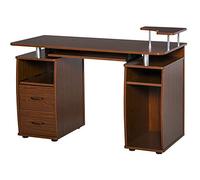 HOMCOM Escritorio con Estanterías Mesa de Ordenador con 2 Cajones Bandeja de Teclado Extraíble y Soporte para Monitor CPU para Oficina Estudio 120x55x85 cm Marrón