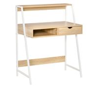 HOMCOM Escritorio de Computadora Estilo neo-retro Cajón Compartimento Repisa Metal Blanco Aspecto Roble Claro Aosom España