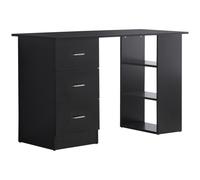 HOMCOM Escritorio de Computadora Mueble de Oficina 3 cajones deslizantes + 3 estantes Gran Escritorio 120x49x72 cm MDF Negro Aosom España