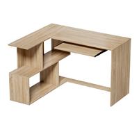 HOMCOM Escritorio de Esquina 120x100x76 cm Escritorio en L con Bandeja para Teclado Madera Natural Aosom España