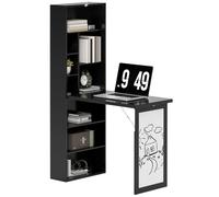 HOMCOM Escritorio de oficina plegable con pizarra blanca, escritorio de computadora con estante, mesa de estudio para dormitorio, oficina en casa, estación de trabajo, color negro