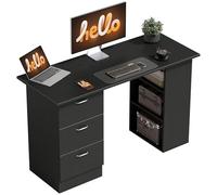 HOMCOM Escritorio de ordenador 3 cajones extraíbles + 3 estantes Tapa grande 120L x 49W x 72H cm MDF Negro
