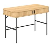 HOMCOM Escritorio de Ordenador Mesa de Escritorio Informático Puertas de Persiana de Lamas 2 Compartimentos 120x60 cm Tono Roble Negro Aosom España