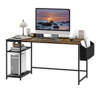 HOMCOM Escritorio de Ordenador, Mesa de Ordenador 150 x 60 cm, Escritorio con Almacenamiento, estantes de Almacenamiento Reversibles y Bolsa de Tela, para Espacios pequeños, Dormitorio, marrón