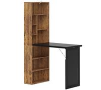 HOMCOM Escritorio de ordenador plegable con biblioteca, escritorio de trabajo, pizarra y estante ajustable, 98x51x153cm, marrón