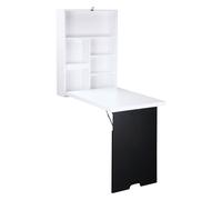 HOMCOM Escritorio de Pared, encimera abatible, 5 compartimentos, 60x94,5x147cm, Negro/Blanco