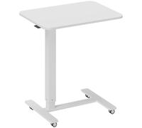 HOMCOM Escritorio de pie ajustable en altura con 4 ruedas estilo C 65 cm x 48 cm x 73-110 cm Blanco