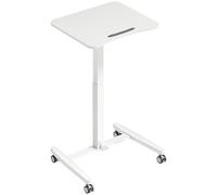 HOMCOM Escritorio de pie ajustable en altura, con ruedas y superficie inclinable, tope de seguridad, Blanco