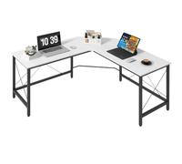 HOMCOM Escritorio en Forma de L Escritorio Esquinero 150x150x76 cm Blanco | Moderno, Marco de Acero, Carga 70 kg, para Oficina Hogar Estudio