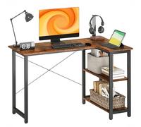 HOMCOM Escritorio en forma de L, escritorio esquinero para computadora con estantería para oficina en casa, sala de estudio, estación de trabajo, 120 x 73,2 x 75 cm, marrón rústico