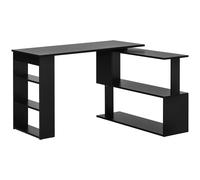 HOMCOM Escritorio en L con Estantería Mesa de Escritorio con Estantes para Oficina Estudio 120x110x74,5 cm Negro