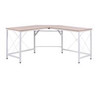 HOMCOM Escritorio Esquinero en Forma de L para Oficina en Casa con Marco de Acero Carga Máx. 70 kg 150x150x76 cm Roble y Blanco Aosom España