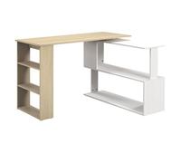 Homcom Escritorio Esquinero Giratorio Con Estantería 120x110x74,5 Cm Natural