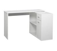 HOMCOM Escritorio esquinero giratorio 180°, escritorio de ordenador con librería, cajón, armario con puerta y estación de trabajo, para dormitorio, hogar, 117 x 82 x 74 cm, blanco