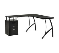 Homcom escritorio esquinero para ordenador escritorio en forma de l con 3 cajones mesa moderna para oficina estudio 143,5x143,5x76 cm negro