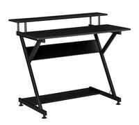 HOMCOM Escritorio Gaming 100 cm Escritorio Computador con Soporte de Pantalla Madera Metal Negro