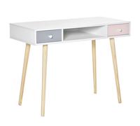 HOMCOM Mesa de Escritorio Infantil, 2 Cajones, Compartimento 100x48x76,5 cm