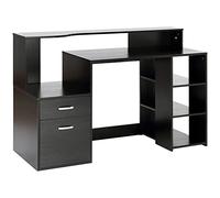 HOMCOM - Escritorio informático con 2 cajones, escritorio con almacenamiento, 137 x 55 x 92 cm, estantes abiertos y estante para impresora, estilo moderno, mesa de ordenador para dormitorio, estudio