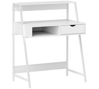HOMCOM Escritorio Informático Estilo neo-retro con cajón Nicho estante metal Blanco Aosom España