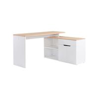 HOMCOM Escritorio informático multimedia modular multi-espacios de almacenamiento doble nicho + cajón y armario en madera Aosom España