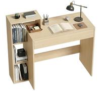 HOMCOM Escritorio moderno para ahorrar espacio, con 3 estantes abiertos y cajón grande, escritorio con estantería de madera, mesa para ordenador de oficina, estudio y dormitorio, 100 x 40 x 90 cm