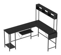 HOMCOM Escritorio Modulable Escritorio de Esquina con Toma de Corriente y Puerto USB Estilo Industrial Estantes de Almacenamiento Aosom España