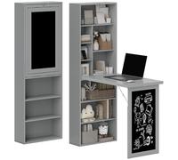 HOMCOM Escritorio montado en Pared con Pizarra Plegable, Negro