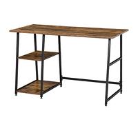 HOMCOM - Escritorio para ordenador, escritorio con almacenamiento de 120 x 60 cm, mesa informática industrial con 2 estantes y marco de acero, para espacios pequeños, dormitorio, color marrón
