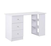 HOMCOM Escritorio para PC para Dormitorio y Oficina con cajonera y estantes portaobjetos de Madera 120 x 49 x 72 cm Blanco